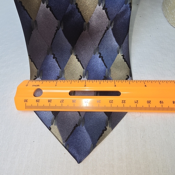 Cocktail Colors Blue and Gold Geometric Silk Tie - Picture 5 of 6